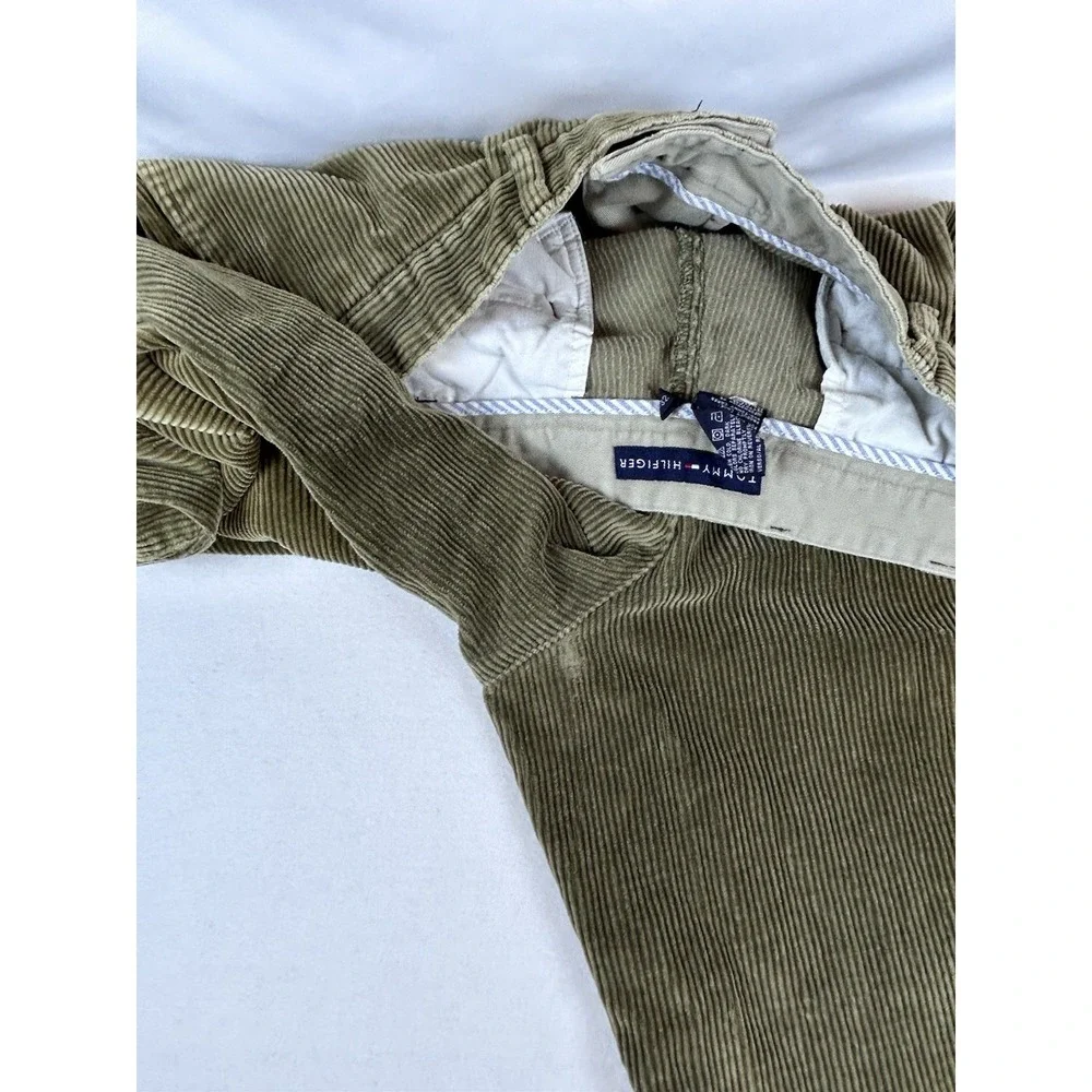 Vtg Tommy Hilfiger Corduroy Pants Mens 38x32 Brown Straight Cuffed Cotton